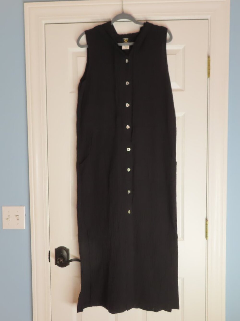 Vintage Wear Abouts Maxi Hooded Coverup Womens Large Cotton Gauzy Beach Goth USA